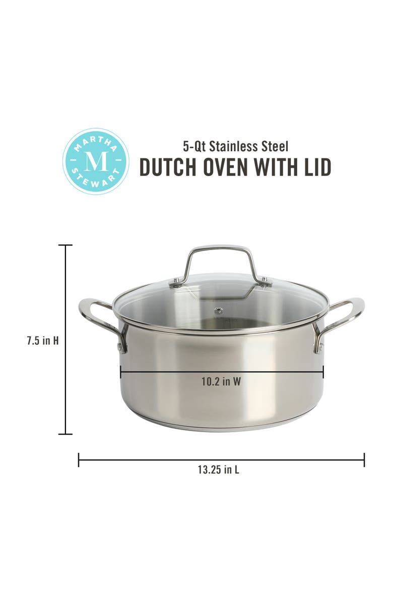 MARTHA STEWART Catselle 5-Quart Stainless Steel Dutch Oven with Lid, Alternate, color,