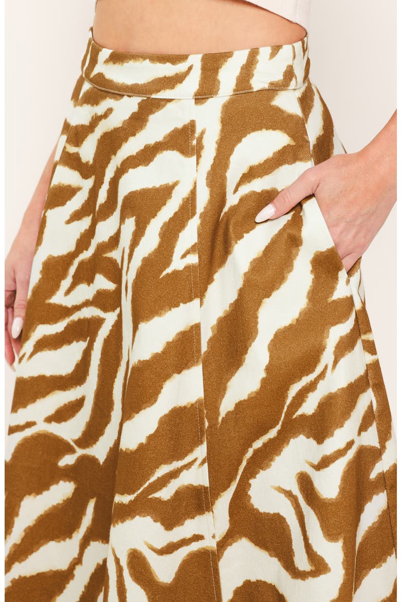 Zebra Stripe Stretch Cotton Twill Skirt, Alternate, color, IVORY BROWN