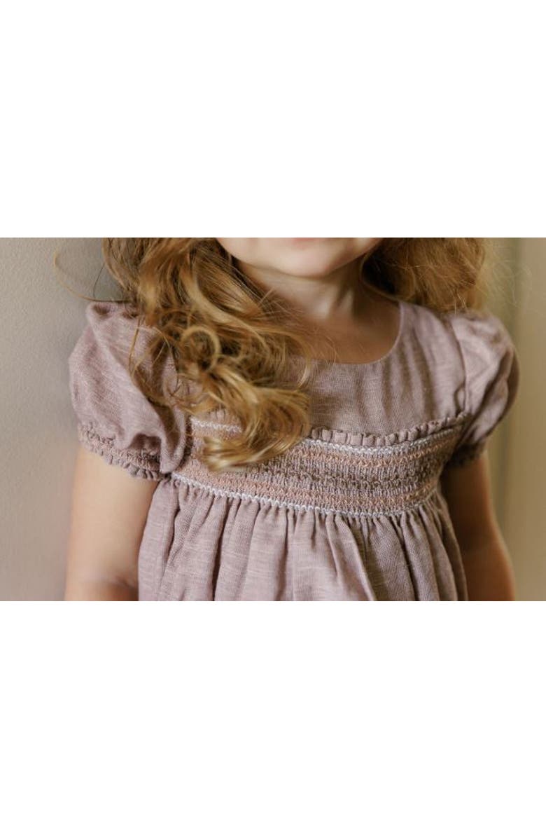 Ely
s 
Co. Looms Stitch Collection - 3/4 Smocked Linen Dress, Alternate, color, Mauve