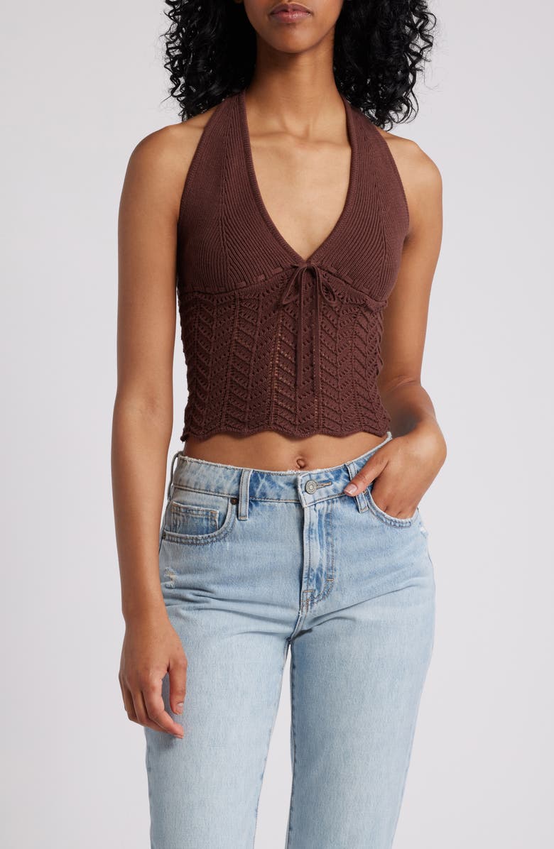 PacSun Kelli Knit Halter Top, Main, color, 