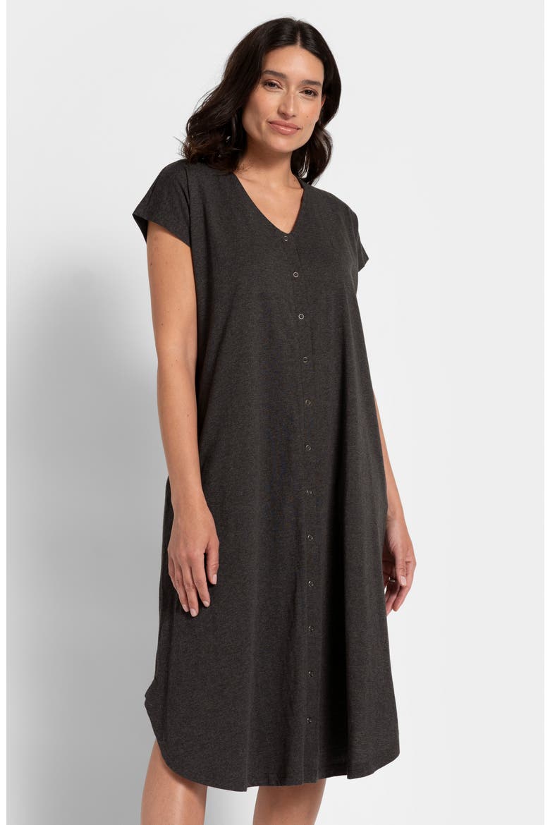 Maternity/Nursing Organic Cotton Labor Nightgown, Alternate, color, CHARCOAL