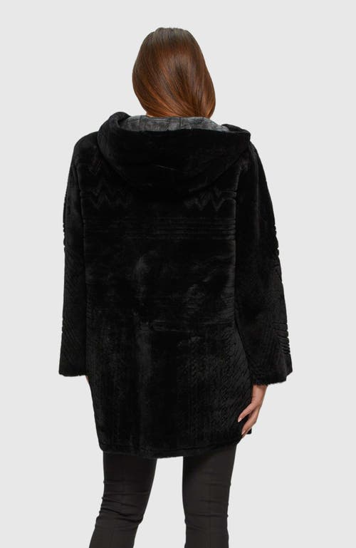 Gorski Reversible Shearling Parka With Pattern In Black
