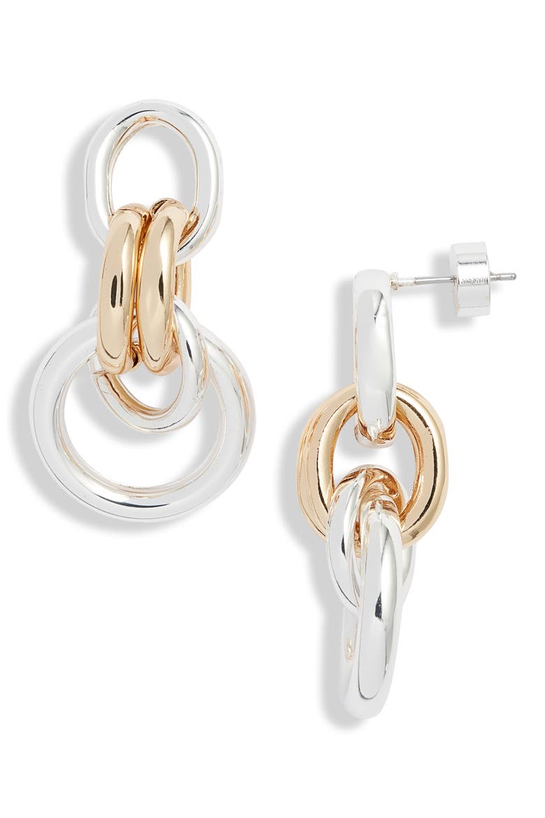Double Circle Front Hoop Earrings, Main, color, GOLD- SILVER