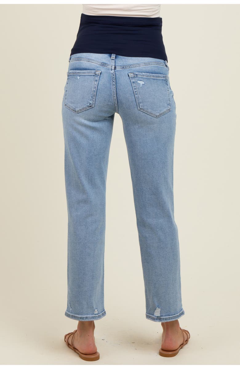 PinkBlush Distressed Open Knee Ankle Straight Leg Jeans, Alternate, color,