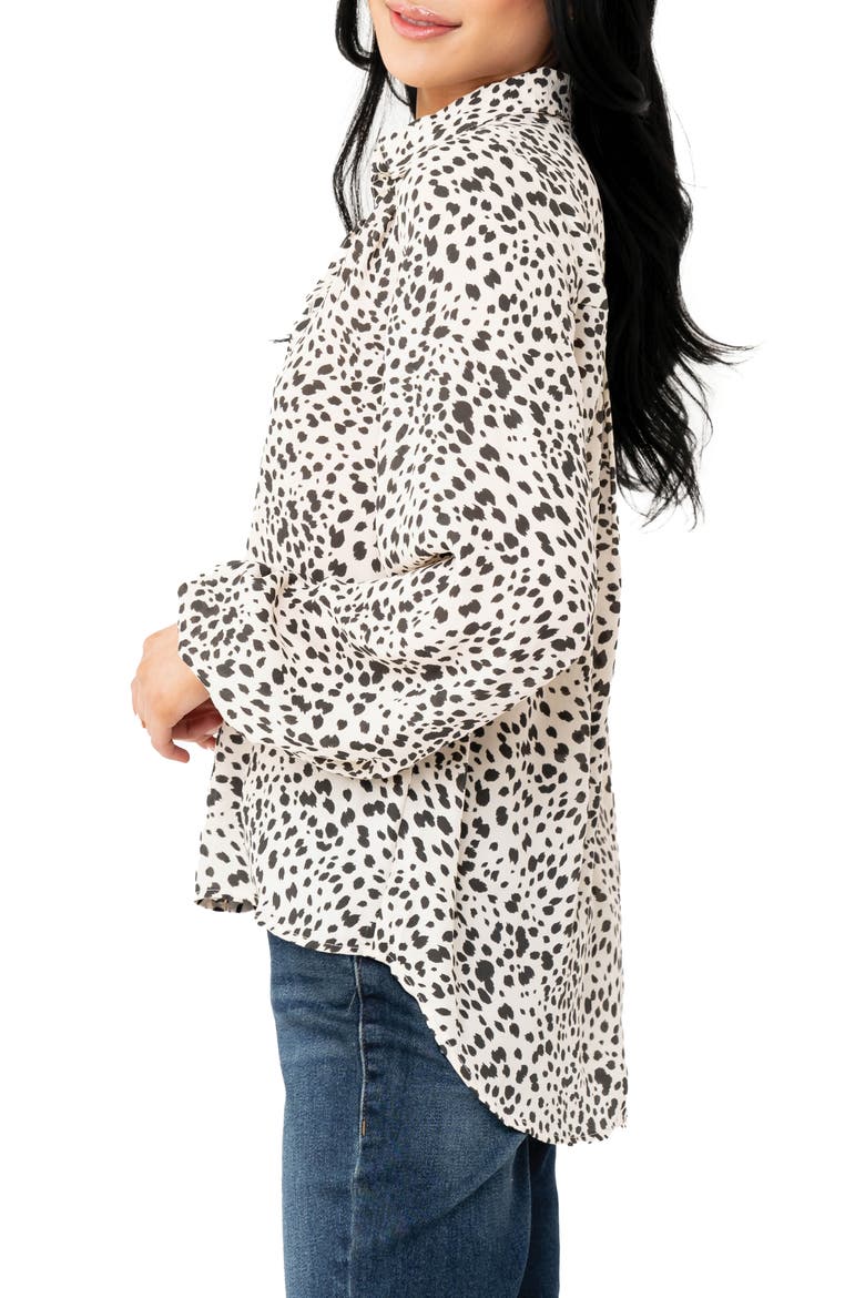 Button Front Blouson Sleeve Blouse, Alternate, color, SAND DOLLAR ANIMAL