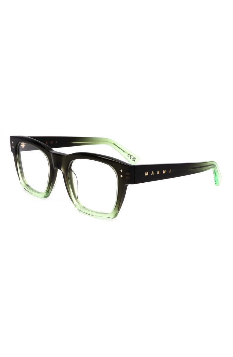 Marni 52mm Square Reading Glasses, Alternate, color, Black To Green