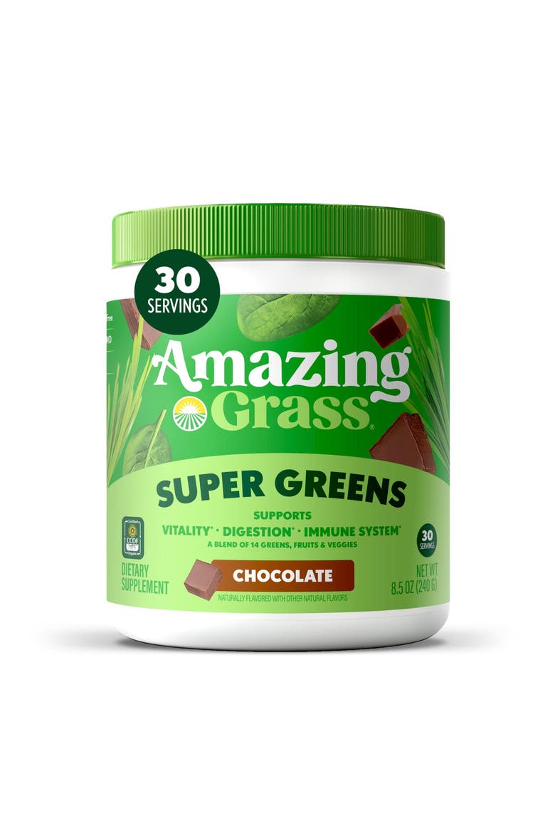 Super Greens Powder, Chocolate, 30 Servings, Main, color, None