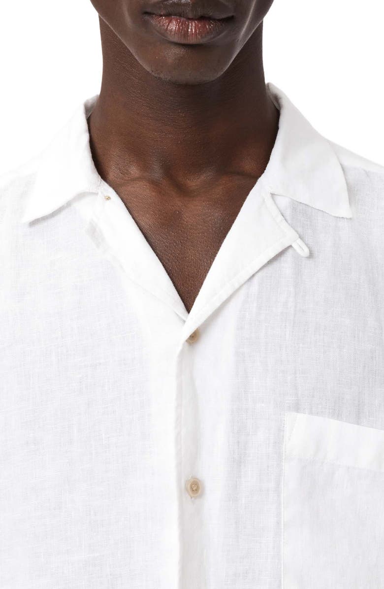 AllSaints Tri Embroidered Linen Camp Shirt, Alternate, color, Ecru