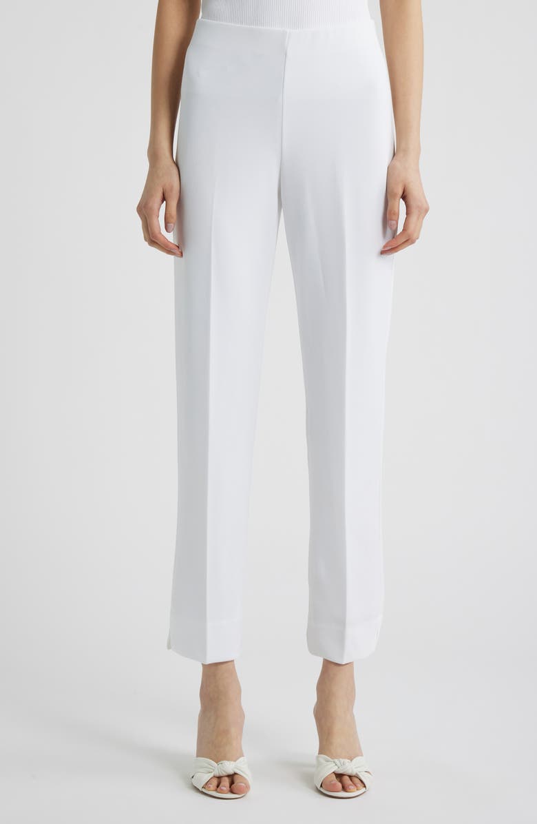 Anne Klein Hollywood Waist Ankle Pull-On Pants, Main, color, Crisp White