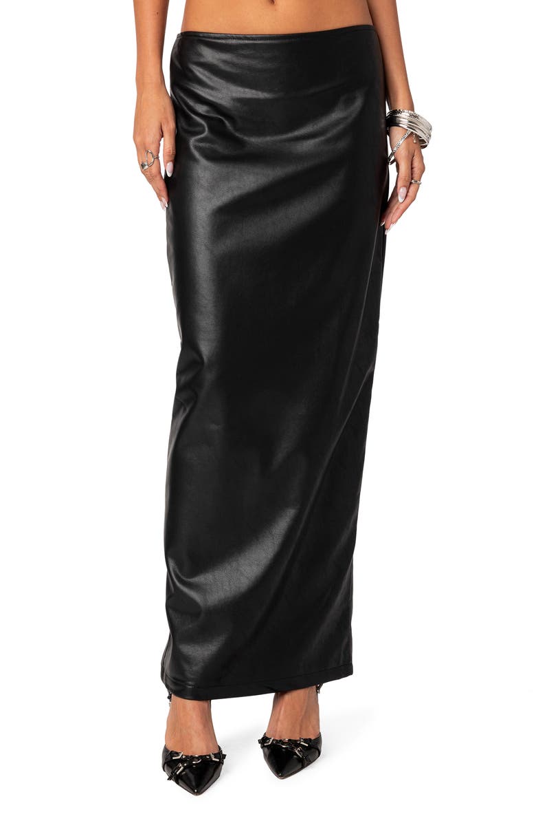 EDIKTED Nalaya Faux Leather Maxi Skirt, Main, color,