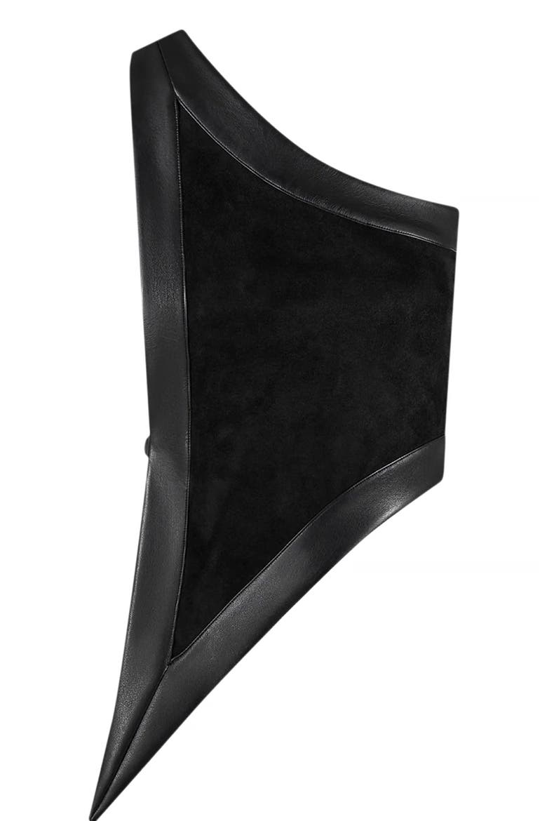 Suede & Leather Asymmetric Backless Top, Alternate, color, Black