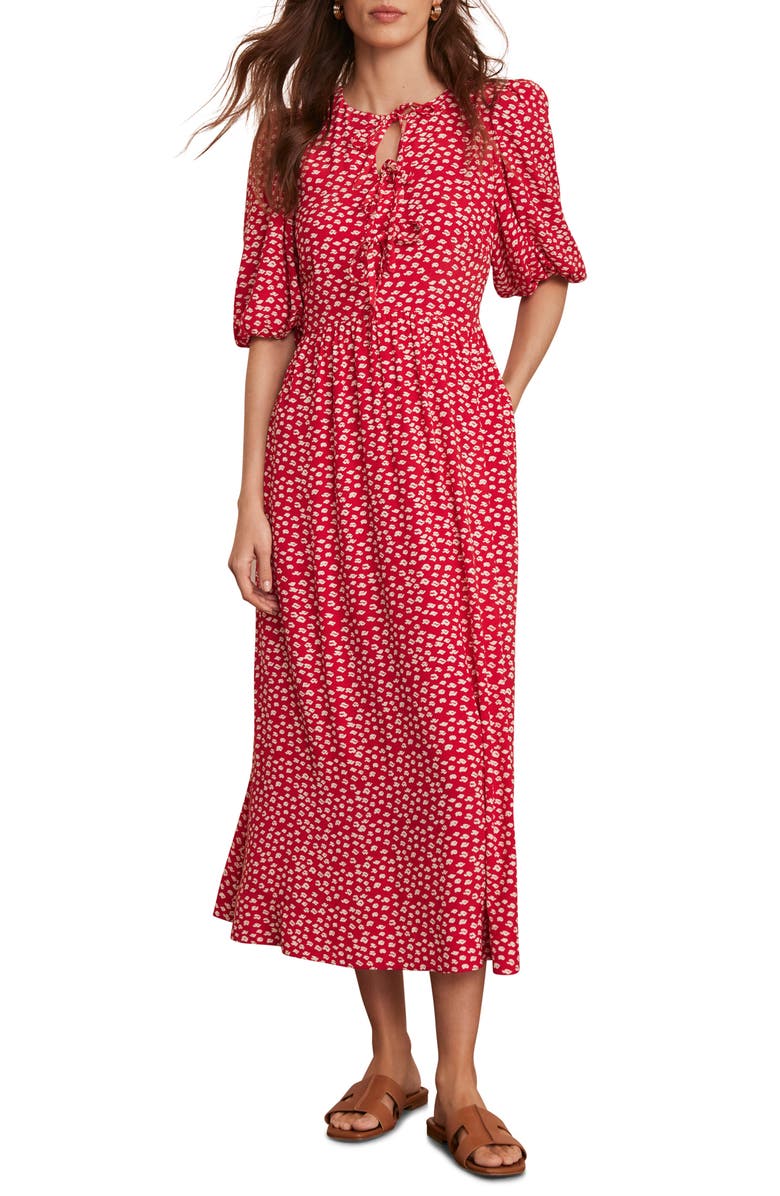 MINT VELVET Lips Print Midi Dress, Main, color, Red