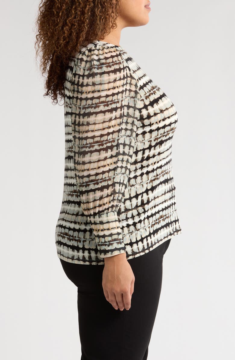 Anne Klein Print Bishop Sleeve Top, Alternate, color, 