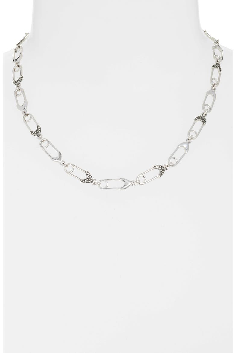 Safety Pin Necklace, Alternate, color, CLEAR / SILVER