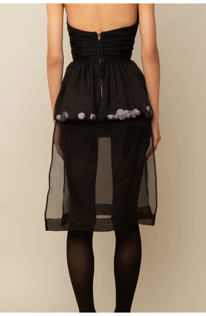 Contessa Mills The Mary Romantic Floral Structured Silk Organza Top, Alternate, color, Black