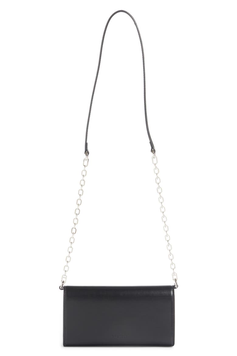 4G Calfskin Leather Wallet on a Chain, Alternate, color, BLACK