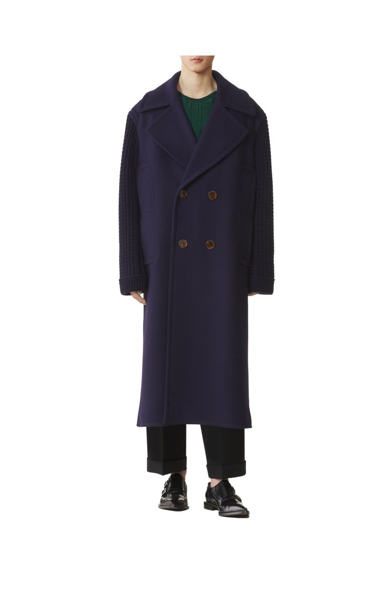 Lanvin Long  Bi-material Peacoat, Alternate, color, Montana
