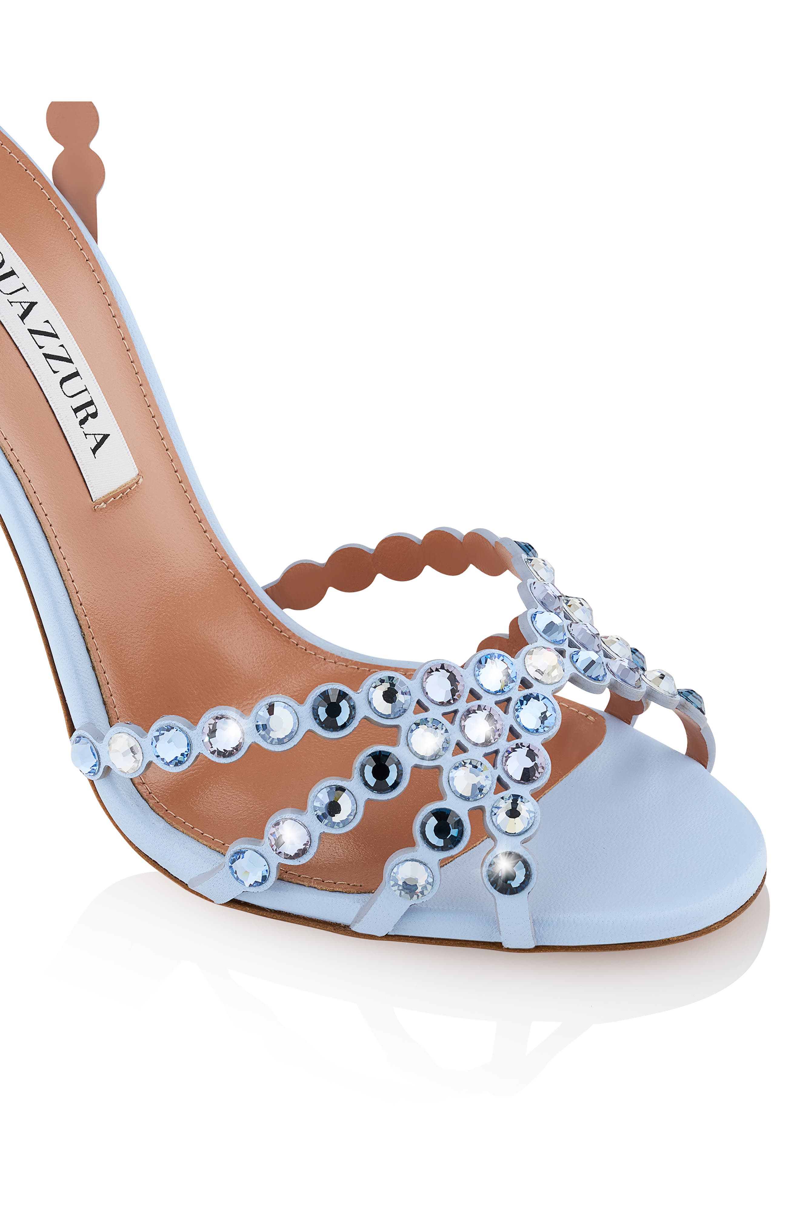Aquazzura Tequila Crystal Ankle Strap Sandal, Alternate, color, Baby Blue