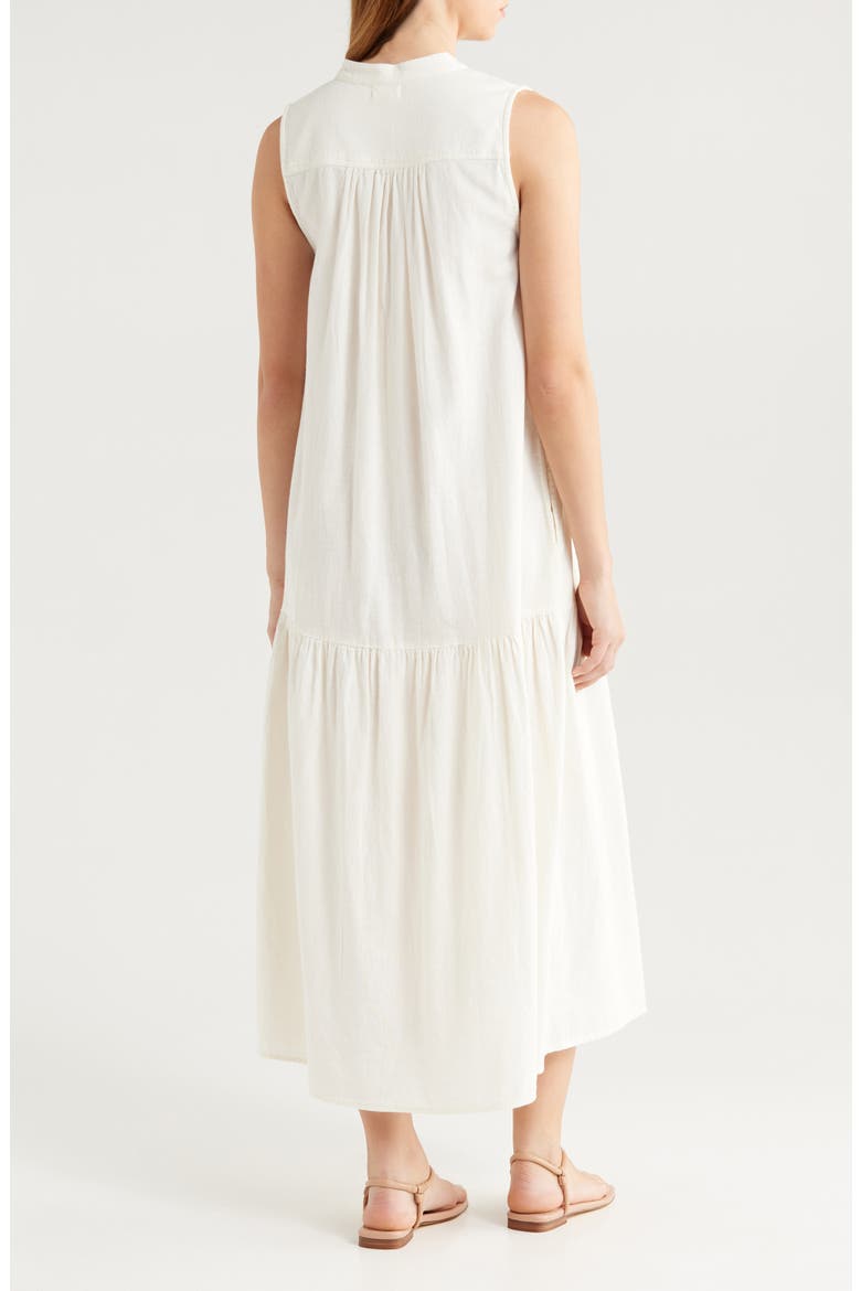 Tiered Cotton & Linen Cover-Up Dress, Alternate, color, WHITE