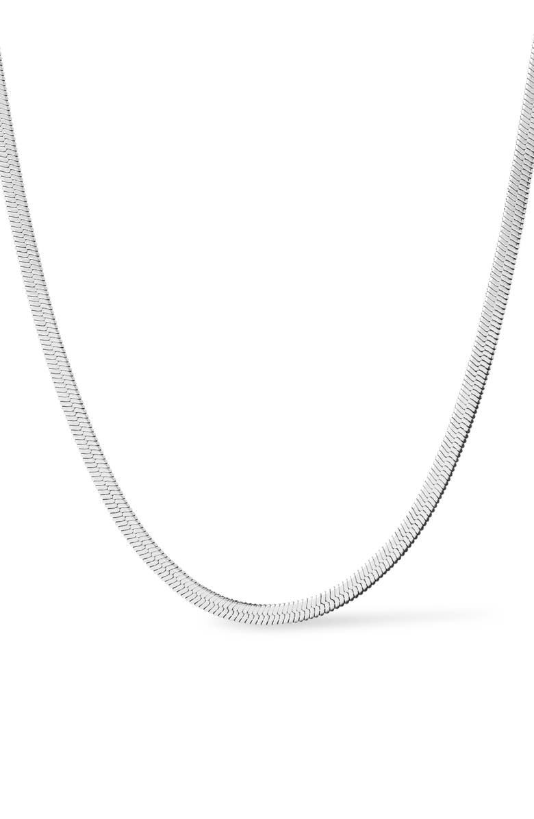 Ana Luisa Ina Herringbone Chain Necklace, Main, color, Silver