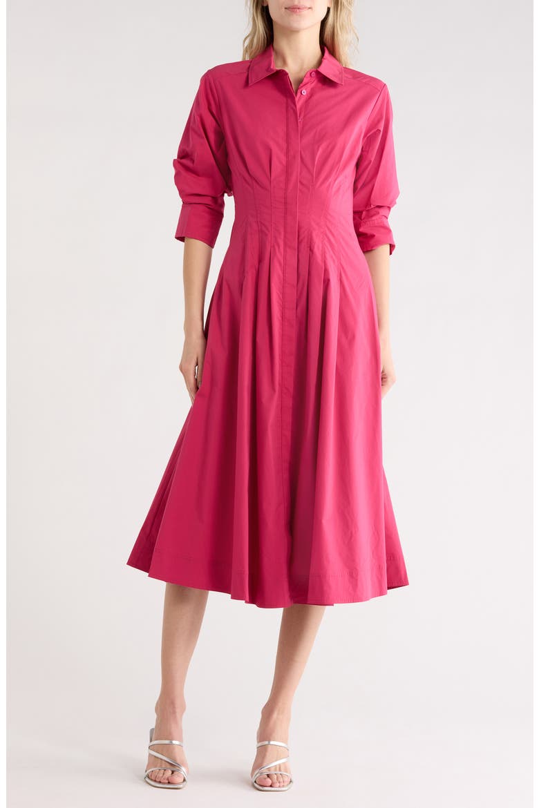 Jazz Pintuck Shirtdress, Main, color, POMEGRANATE