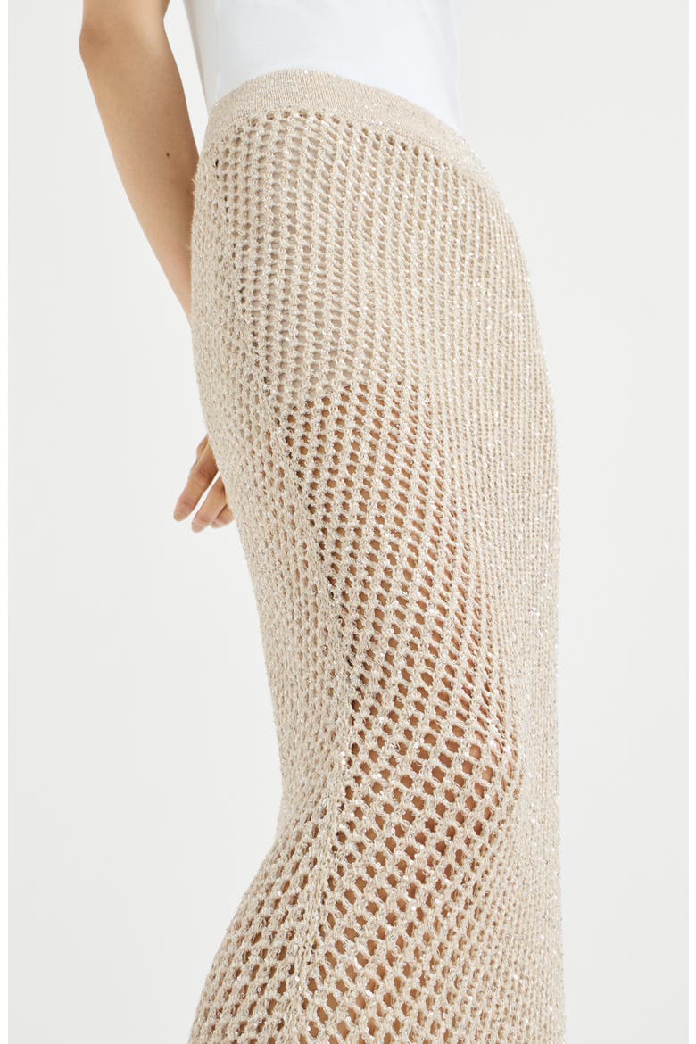 Dazzling texture net knit skirt in hemp, Alternate, color, Sand