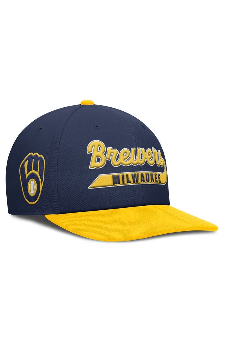 Nike Men's Nike Navy/Gold Milwaukee Brewers Pro Performance Snapback Hat, Main, color, Navy
