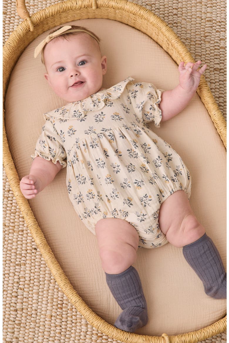 Kids' French Floral Collared Romper, Alternate, color, NATURAL