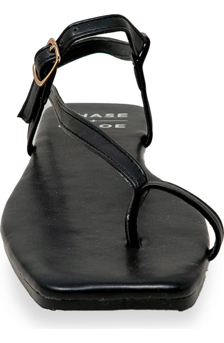 CHASE AND CHLOE Toe Loop Sandal, Alternate, color, Black Pu