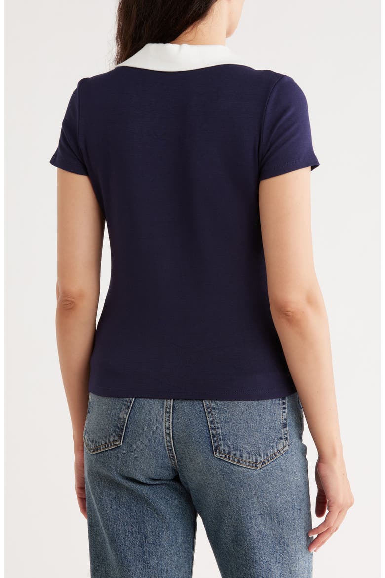 Short Sleeve Button-Up Shirt, Alternate, color, NAVY/ BONE