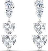 HauteCarat Lab Created Diamond Heart Drop Earrings