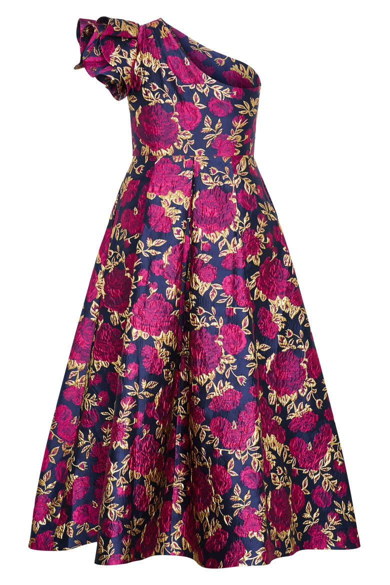 Floral Jacquard Grand Gala Maxi Dress, Alternate, color, MIDNIGHT GARDEN