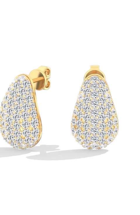 Pavé Domed Cloud Lab Diamond Earrings in 14K Gold