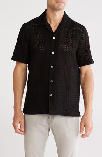 Truth Open Knit Button-up Cuban Shirt