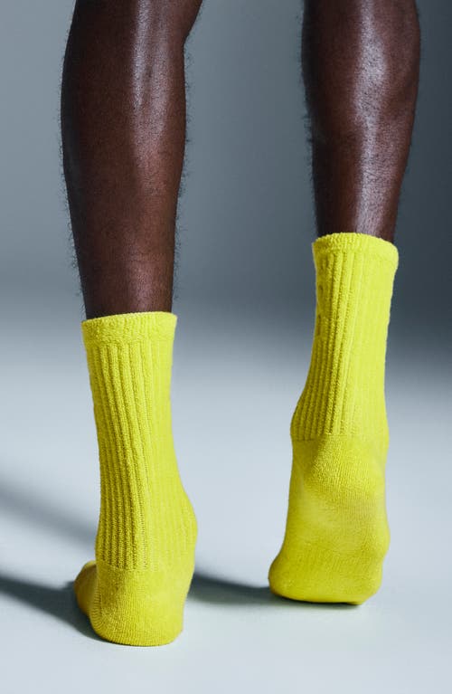 On Organic Cott Terry Crew Socks In Lime