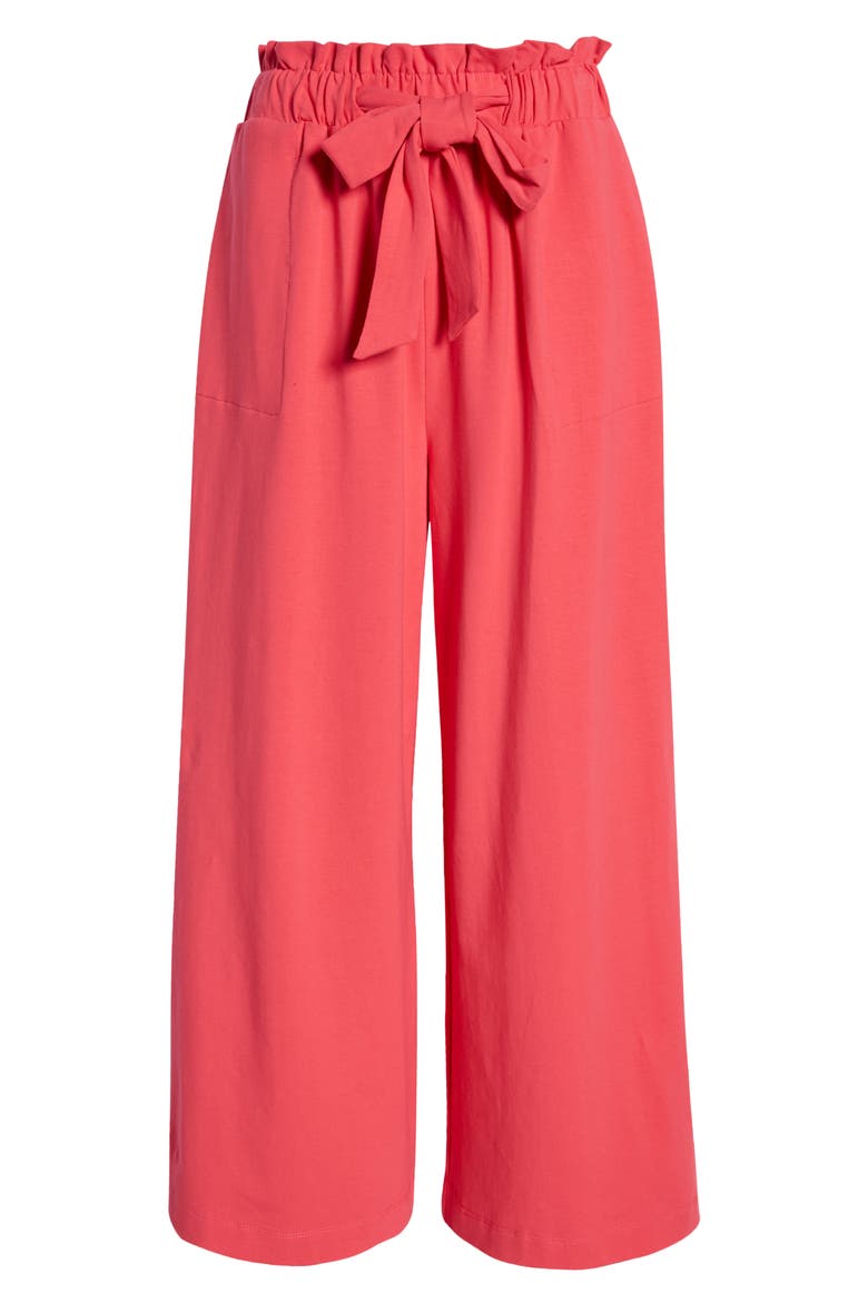 Paperbag Waist Wide Leg Pants, Alternate, color, DK CORAL