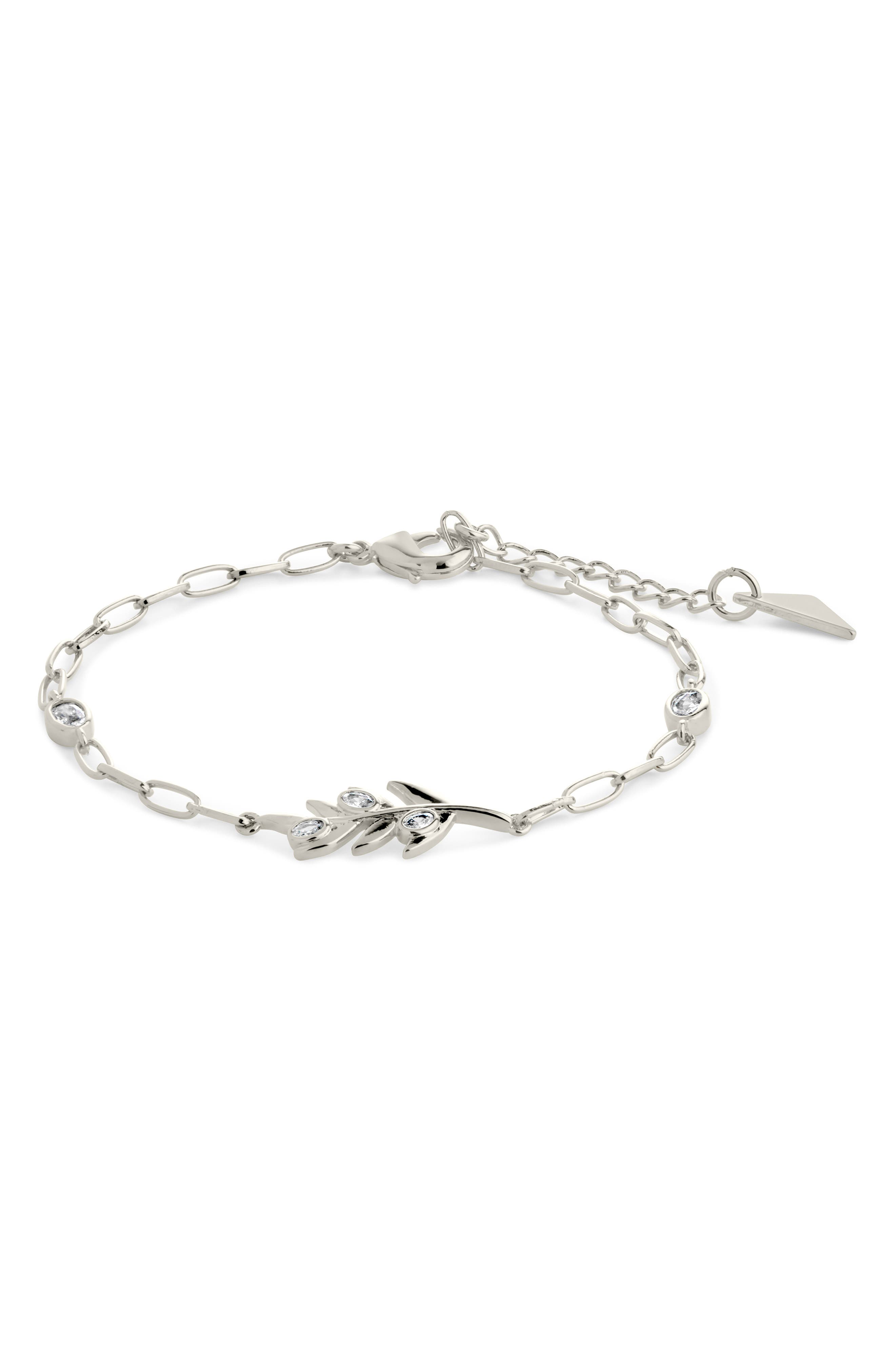 Sterling Forever Sicily Cubic Zirconia Leaf Bracelet