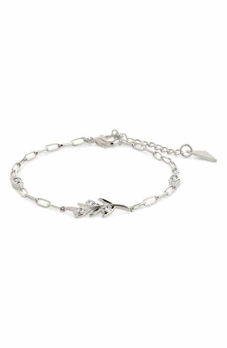 Sterling Forever Sicily Cubic Zirconia Leaf Bracelet