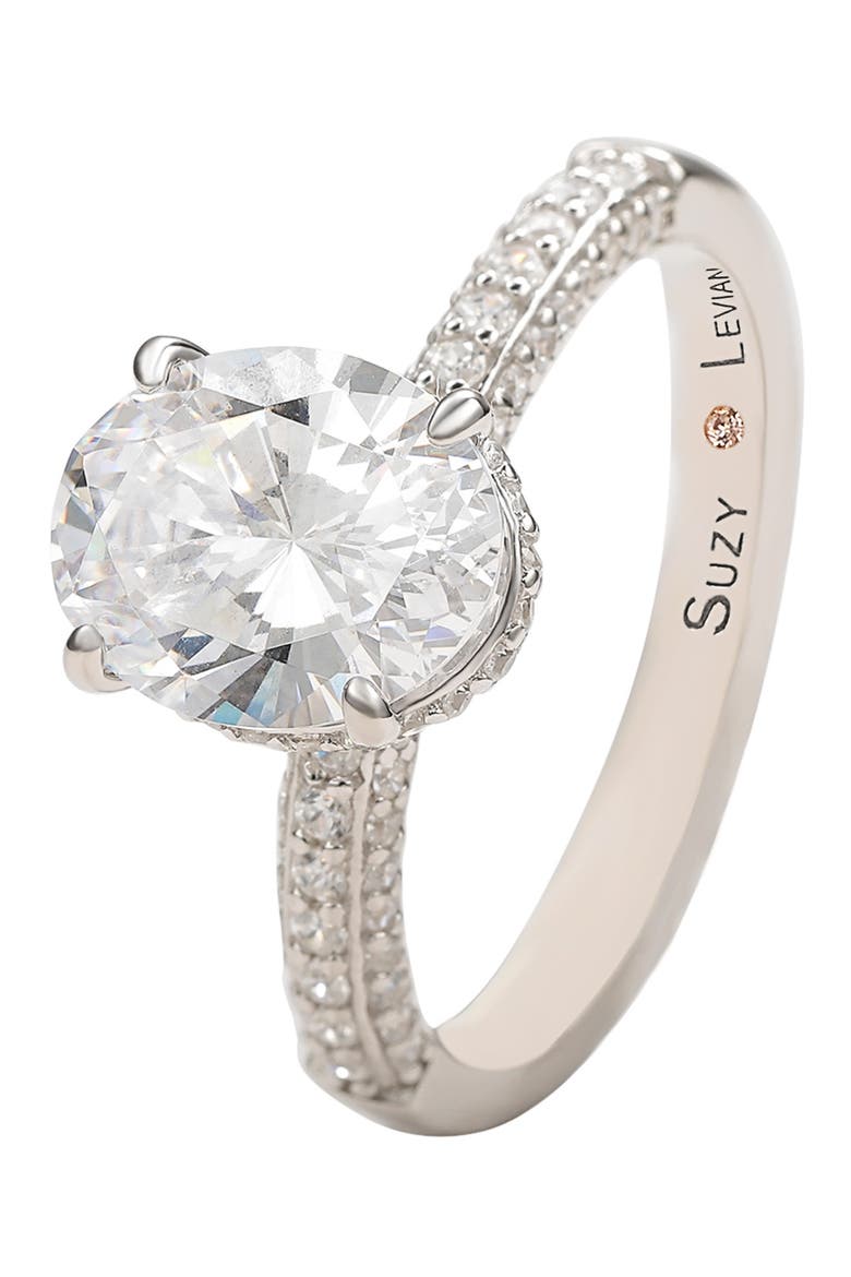 Sterling Silver Cubic Zirconia Oval Ring, Alternate, color, WHITE