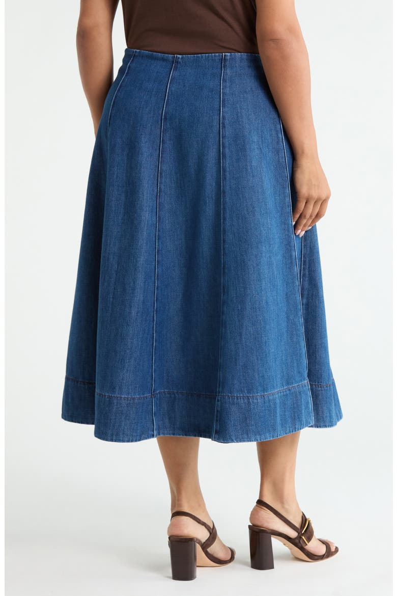 A-Line Chambray Midi Skirt, Alternate, color, DARK WASH
