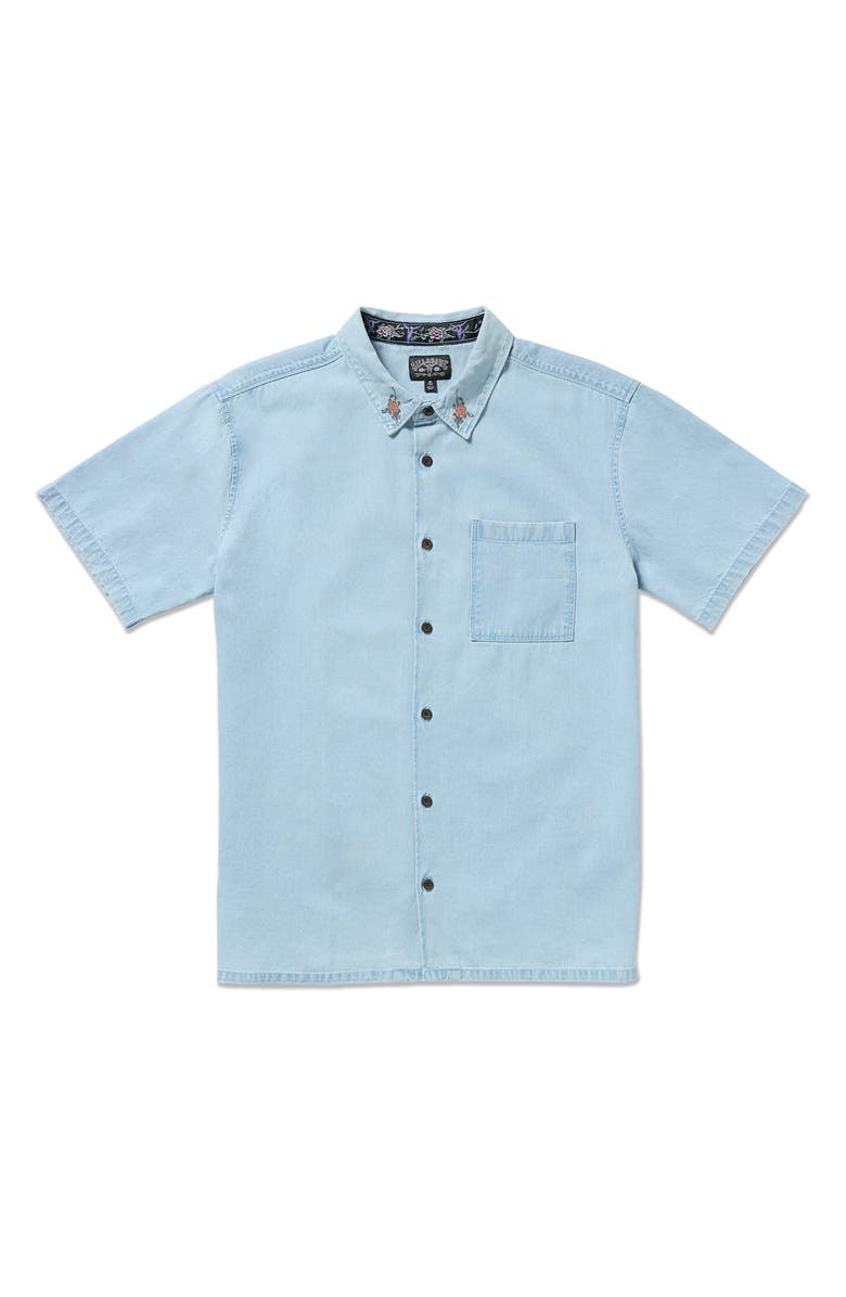 Billabong Occy Short Sleeve Button-Up Shirt, Alternate, color, Cool Blue