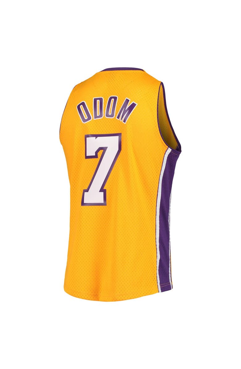 Mitchell & Ness Men's Mitchell & Ness Lamar Odom Gold Los Angeles Lakers 2001/02 Hardwood Classics Swingman Jersey, Alternate, color, 