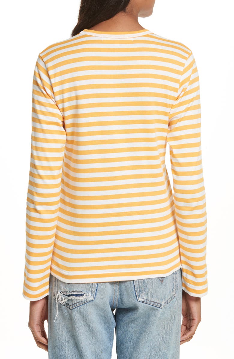 Comme des Garçons PLAY Stripe Long Sleeve T-Shirt, Alternate, color, Yellow