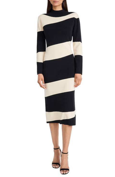 Colorblock Long Sleeve Midi Sweater Dress