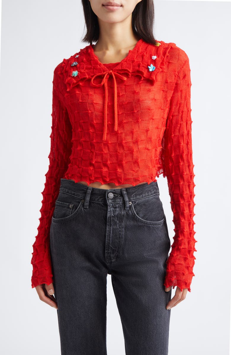 YanYan Borlor Wool Shrunken Sweater with Removable Collar, Main, color, Red