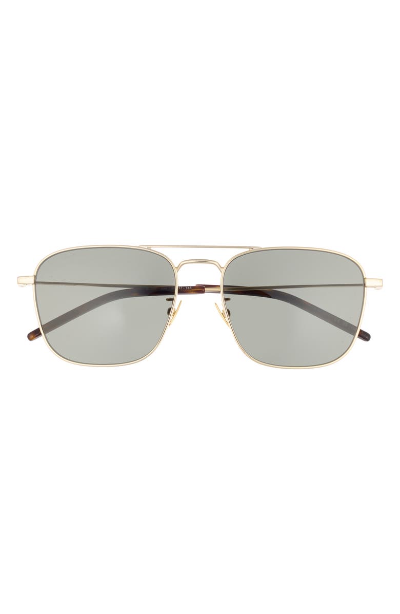 Saint Laurent 56mm Aviator Sunglasses, Main, color, Gold Gold Grey