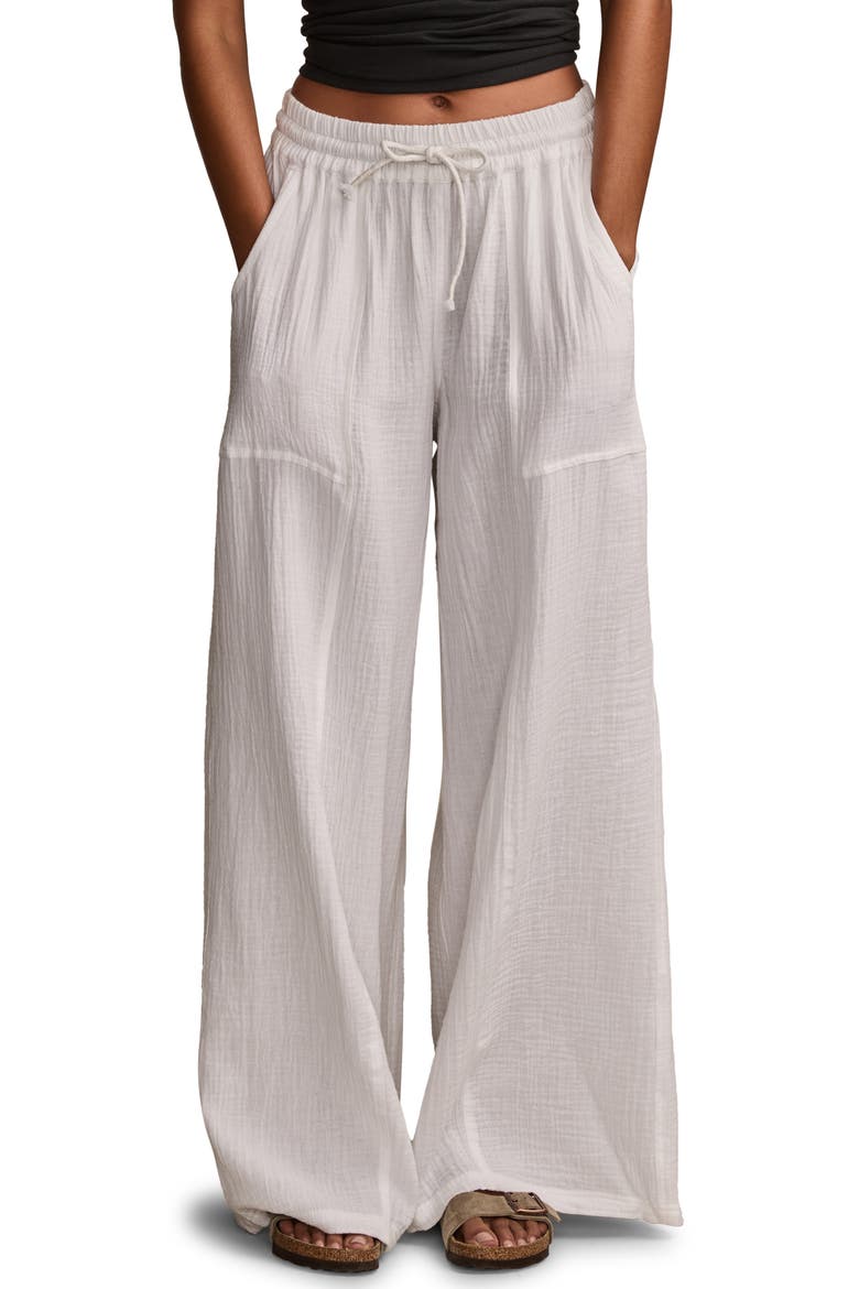 Beachy Cotton Gauze Wide Leg Pants, Main, color, BRIGHT WHITE