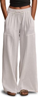 Lucky Brand Beachy Cotton Gauze Wide Leg Pants