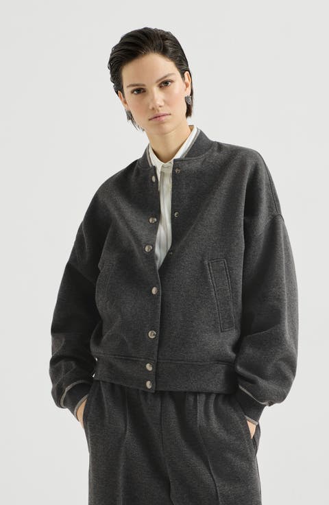 Techno cotton and cashmere interlock bomber jacket