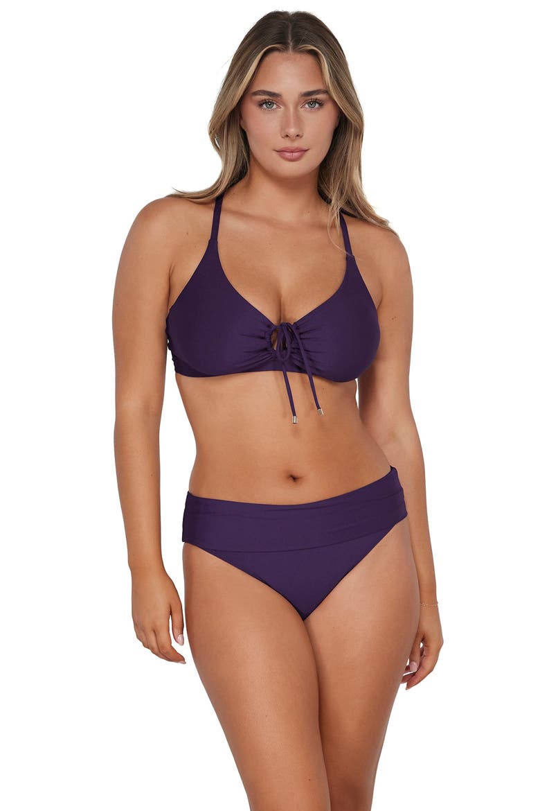 Hannah High Waist Bikini Swim Bottoms, Alternate, color, Paradise Plum